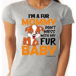 Fur Mommy Grey Short Sleeve 100% Cotton T-Shirts